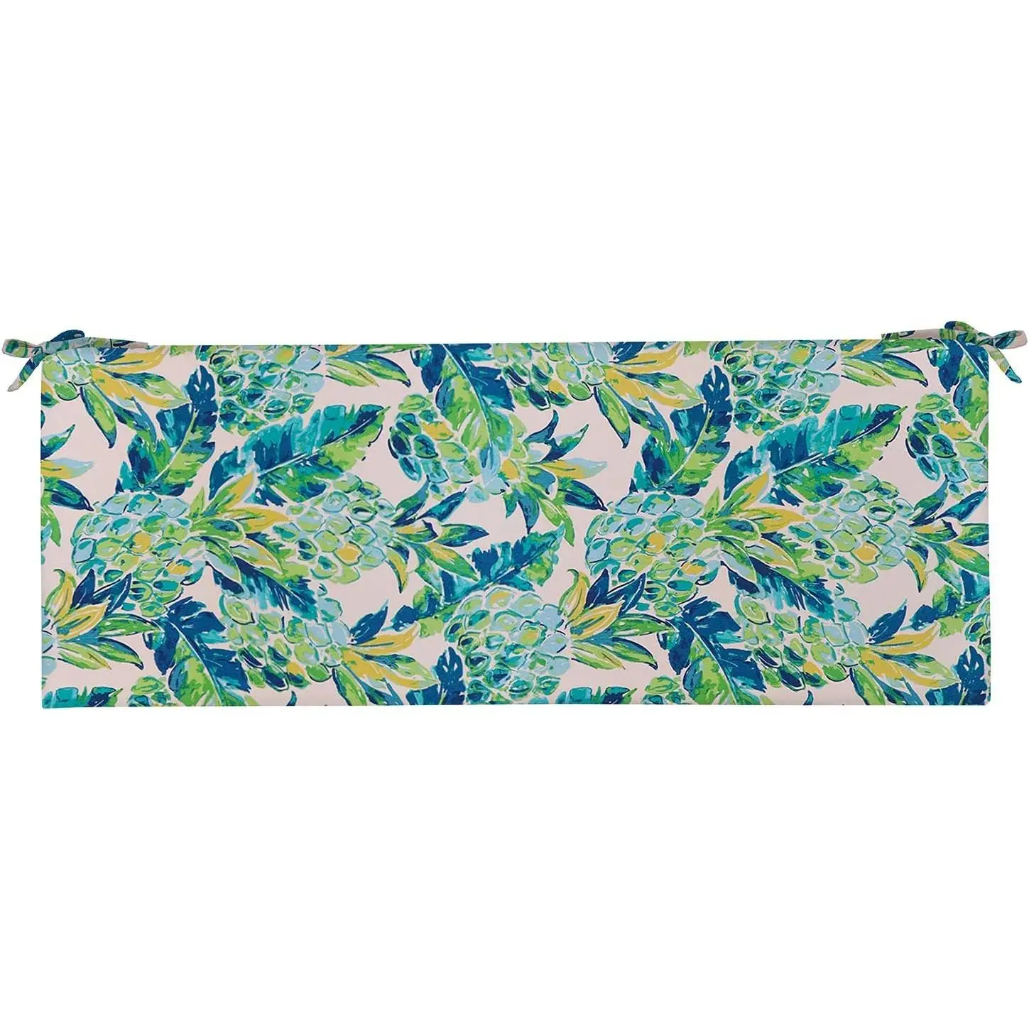 RSH Décor 72” x 18” Vida Opal Blue Pineapple Foam Bench Cushion with Ties for Indoor Outdoor Use