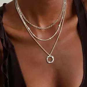 Thick Chain Exaggerated Choker Regular Circle Pendant Fashion Alloy Necklace Hip Hop Personality Layered Necklace Valentine's Day gifts christmas valentine birthday gift