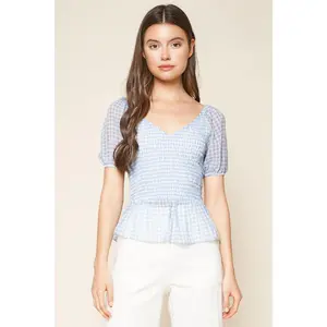 Suellen Gingham Smocked Crop Top