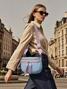 Women's Chessboard Shoulder Bag, Large Capacity Fashion Crossbody Bag, Trendy Multi-Layered Design, Stylish Single Strap Handbag, Fashionable Crossbody Bag