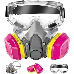 Reusable Half Respirator Mask with Filters, Protective Mask, Dustproof Gasproof Mask, Anti-Fog Glass, Ideal for Spray Painting, Sanding, Grinding, Woodworking, Safety Gear