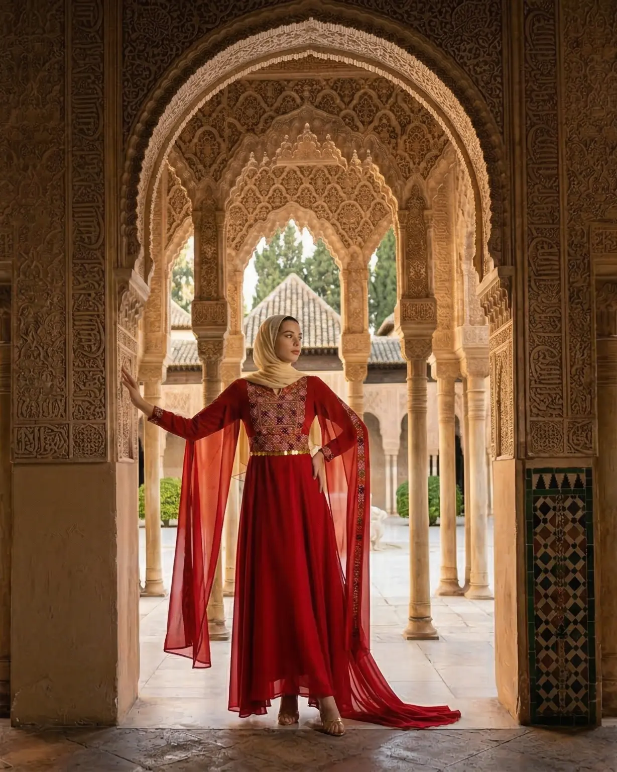 Mountain Mist – Embroidered Palestinian Henna Dress