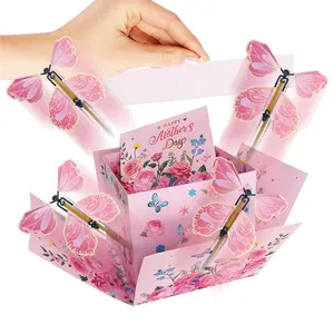 Mother’s Day Gift, Birthday Surprise Gift Box with 4 Flying Butterfly Toys, Explosion Box Creative Folding Surprise Explosion Gift Box, suitable for Birthday Gifts, Graduation, Anniversary, Christmas, and Proposal occasions.
