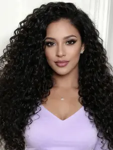 Deep Wave Half Wig 3-In-1, Easy Wear Headband Wig, Seamless Knot Design, Natural, 26 Inches, Beginner Friendly, for African American Women, Curly Afro Wig