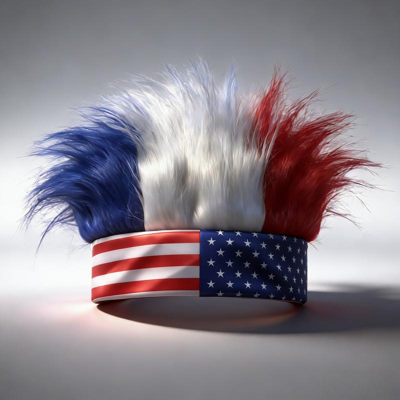 USA Flag Fan Wig – Red, White & Blue for World Cup & Holiday Celebrations