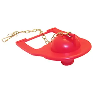 212 MAIN Square Back Toilet Flapper, Red, Square Shape, Chain Attached
