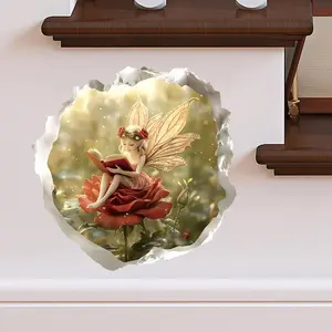 3duv Wall Sticker Fairy Reading Corner Line Decorative PVC Self-Adhesive 3D Effect Broken Wall Entrance Staircase Wall Decal Decorative Stickers Sticker Decoration Home Decor
