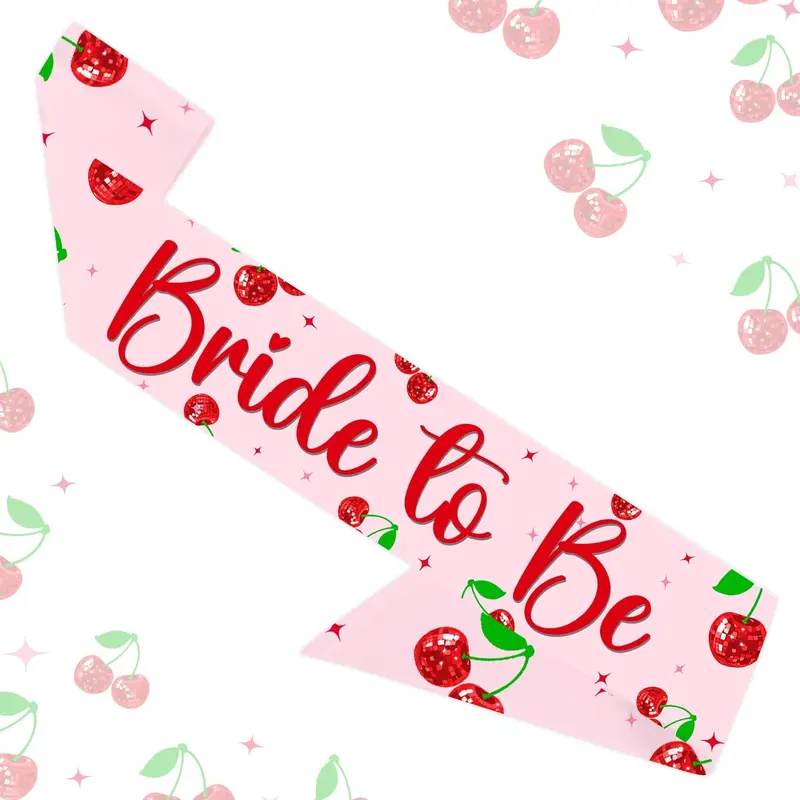 1Set Cherry Disco Ball Party Decoration Cherry Bride to Be Sash Cherry Bachelorette Decorations Cherry and Dsico Ball for Girls Sweet Cherry Berry Fruit Bridal Shower Party Supplies