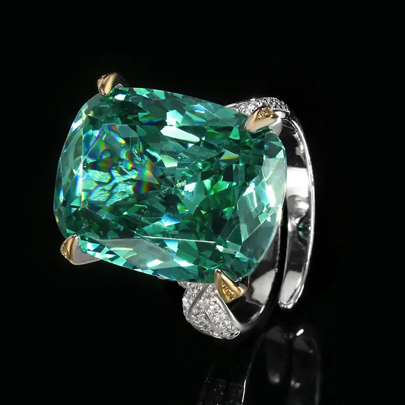 80671-Adjustable Emerald Diamond Rings for women,36ct Noble & Elegant Birthstone Gemstone with Sparkling Cubic Zirconia Accents / 80672 Necklaces Pendant Adjustable 20‘’+2'' -- Brings the wearer luck, wealth, and love