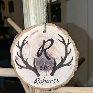 Custom Monogrammed Antlers Christmas Ornament - Festive Home Decor - 3" to 4" Size christmas design Gift Decoration Tree holiday christmas tree decor christmas ornaments