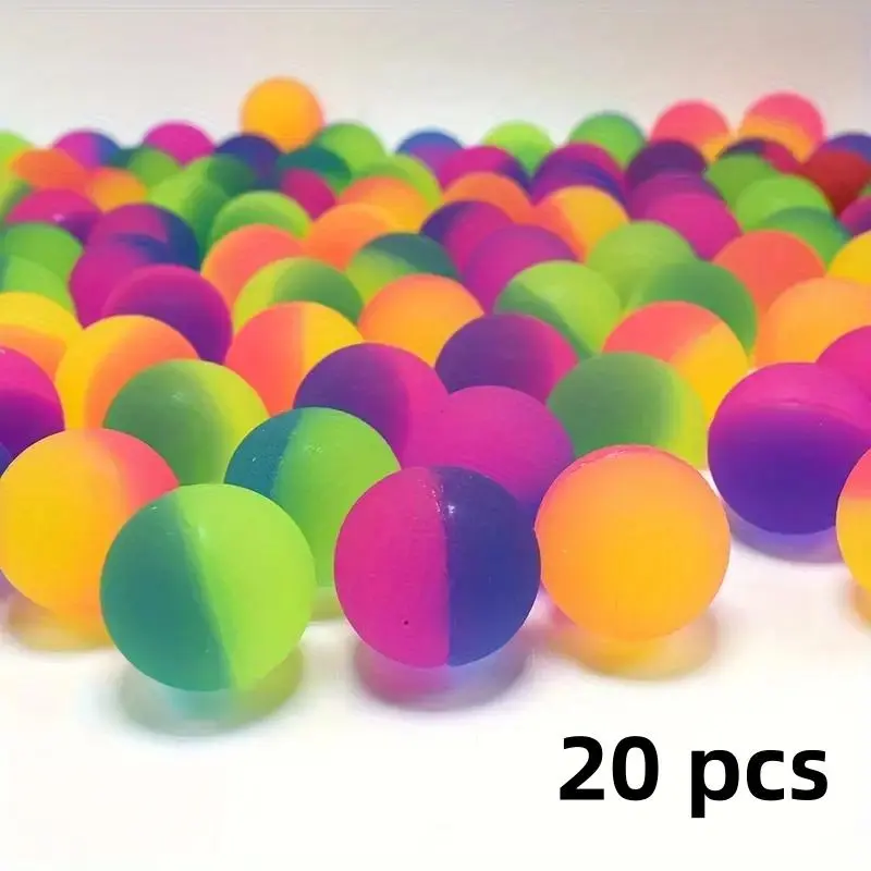 Colorful Bouncy Ball, 20pcs/set Random Color Bouncy Ball, Party Favors for Birthday, Carnival, Holiday, Party Gift for Kids & Adults, Rubber, Round, Bouncing Ball