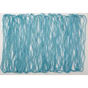 Light Blue Bead Necklaces - 50 Pack, 30" Round Beads