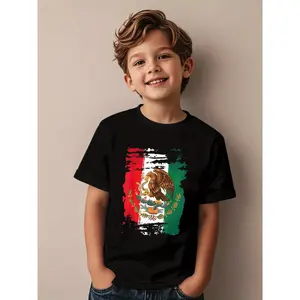 Mexican Flag Eagle Graphic T-Shirt - Black with Green, White & Red Accents - Slim Fit Round Neck Tee - Mexican Heritage Apparel for Everyday & Special Occasions - Cultural Pride Clothing, Mexican T Shirt, Patriotic Clothing, Bold Print Shirt