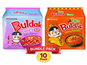 Viral Buldak Korean Spicy Ramen-Swicy and Taco-10 Pack
