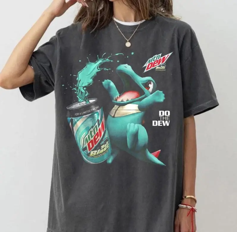 The Totodile x Mountain Dew Baja Blast Shirt, Do The Dew Pocket Monster Shirt, Gift for Men, Gift for Women, Unisex Streetwear Shirt
