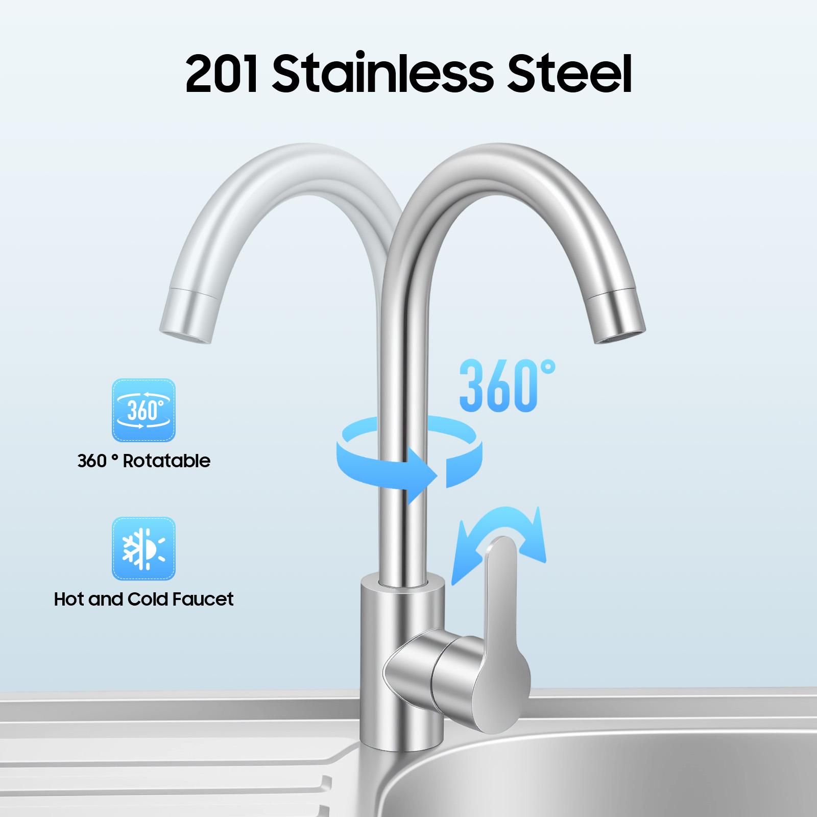 Freestanding Stainless Steel Sink with Faucet for Kitchen Outdoor Bar Cafe