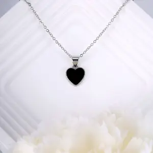 925 Sterling Silver love Black Heart Pendant Necklace for Women Charm Dainty Minimalist Fashion Jewelry for Everyday Wear anniversary christmas gift