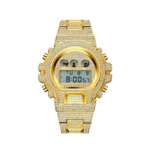 Hip hop Iced Men Watch Digital Luxury Lab Diamond Wristwatch Stainless Steel Fashion
