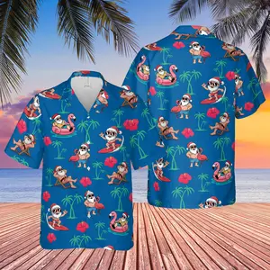 Funny Beach Santa Hawaiian Shirt, Tropical Summer Christmas in July Button Shirt, Tropical Christmas Hawaiian Shirt