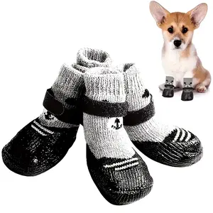 1 Pair Pet Paw Protectors - Waterproof Dog Socks with Adjustable Straps, Breathable Polyester Puppy Paw Sleeves, Non-Slip Indoor Outdoor Footwear for Small, Medium, Large Dogs - For Dogs - Suitable for Walks, Hiking, Hot Pavement - Perfect Gift for Dog Ow