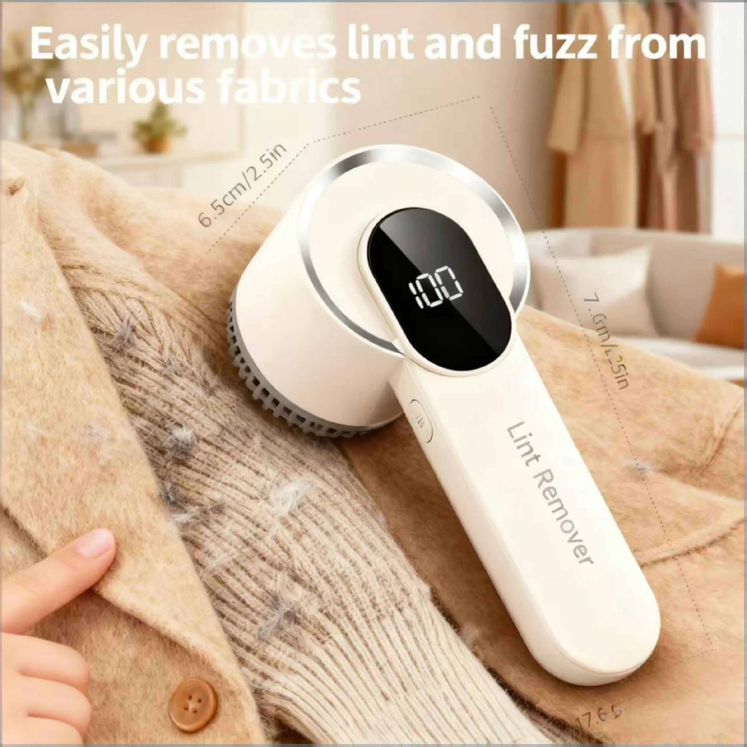 Portable Wool Ball Trimmer, Lint Remover Tool, USB Rechargeable, Smart Digital Display, Three Speed Settings, Ideal for Clothes, Sweaters, Sofa, Bedding