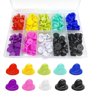 150Pcs Rubber Pin Backs Locking, Multicolor Silicone Pin Locks With Storage Case For Brooch Tie Hat Badge Insignia