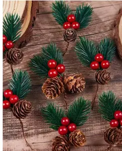 5pcs/10pcs Mini Faux Pine Cones, DIY Christmas Ornaments Gift Box, Tabletop Decor