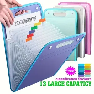 13-Layer Accordion File Folder, A4 Size Document Organizer, Multi-Pocket Expandable Bag for School, Office, University, Receipts, Bills