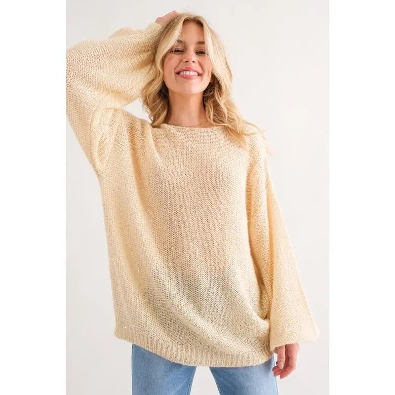 And The Why Sequined Light Weight Pullover Sweater
