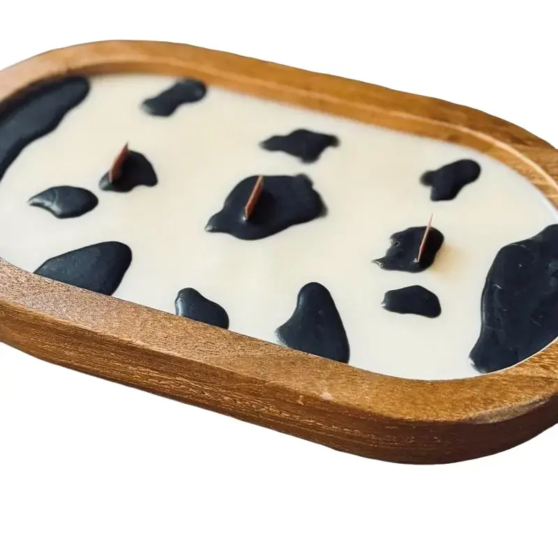 Cow print doughbowl candle