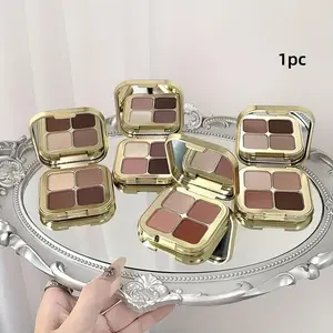 Four-Color Compact Eyeshadow Palette, Shimmering Fine Glitter Matte, Daily Light Makeup, Commuter Versatile Earth Tone Radiant Eyeshadow
