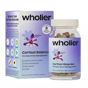 Cortisol Balance Supplement for Women & Men | Lower Cortisol Naturally | Ashwagandha Rhodiola Saffron L-Theanine | Vegan Stress Relief Mood Energy Hormone Balance | 8 Plant-Based Adaptogens | 30 Servings