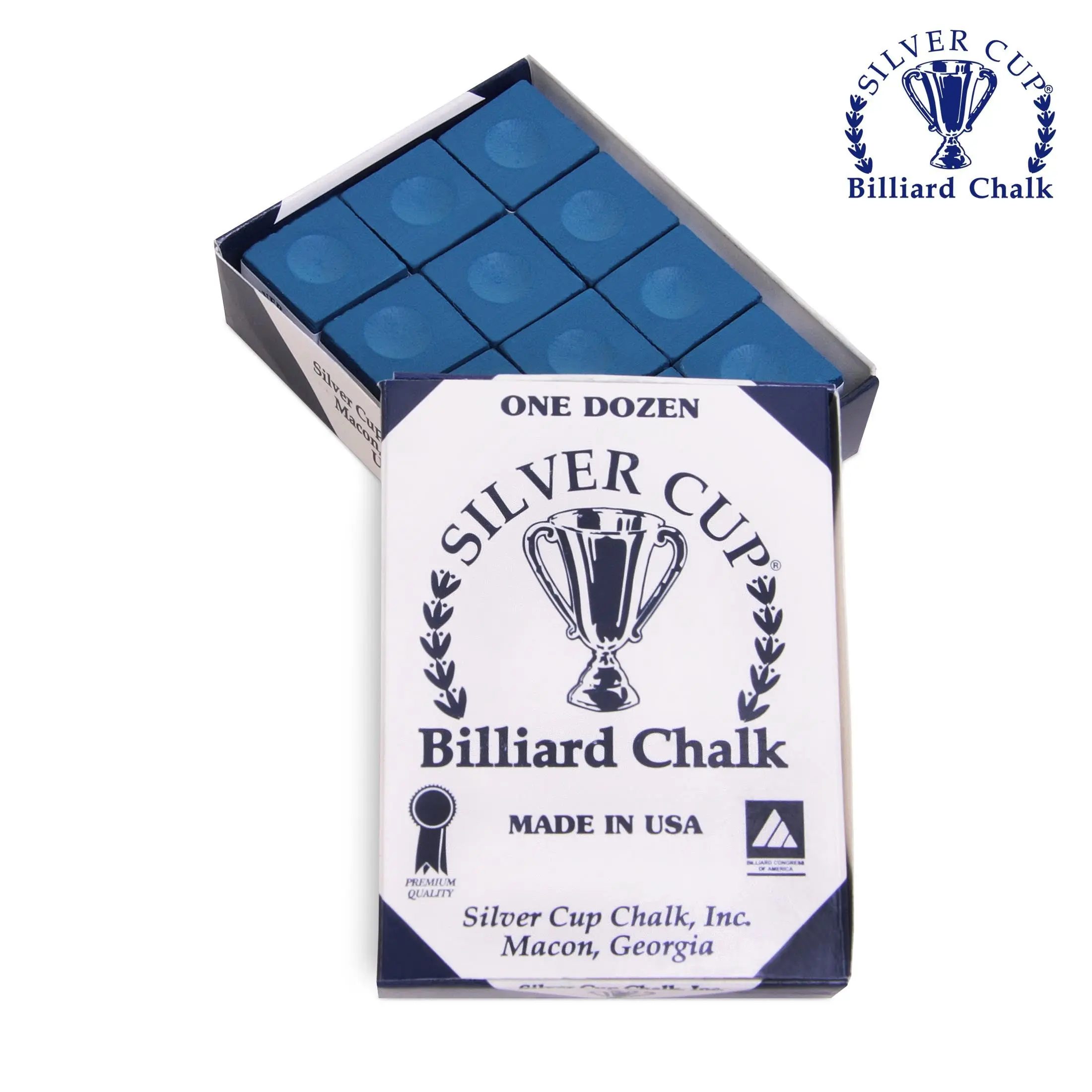 Silver Cup Billiard Chalk Royal Blue 12 pcs Silver Cup Billiard Chalk Royal Blue 12 pcs