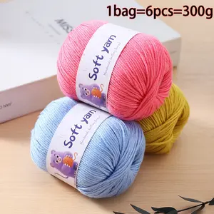 Soft Knit Yarn Set - Knitting Supplies, Crochet, 6 Pieces, Ideal for Sweaters, Hats, Scarves, Gloves, Blankets, Handmade Crafts, 300g Per Bag, Multiple Colors