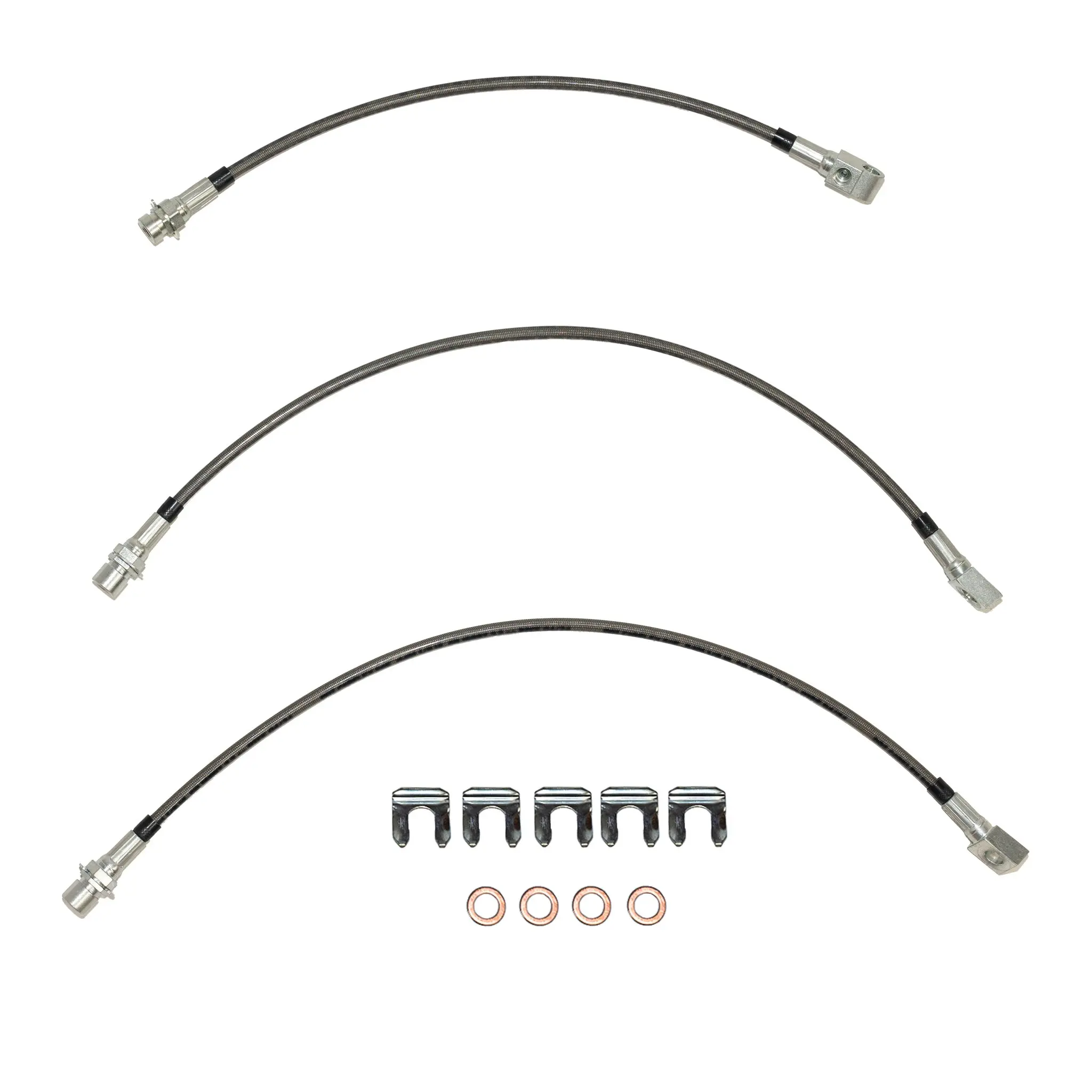 HSK0087SS - 74-80 International Scout II, Brake Hose Kit; Braided Flex Hose