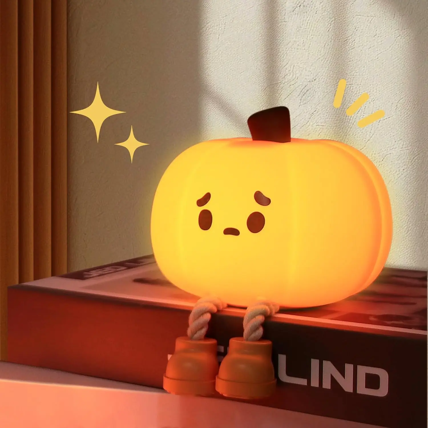 Pumpkin Night Light, Rechargeable Dimmable Baby Light, Halloween Night Light with Timer, Soft Squeezable Touch Lamp Cute Lamp, for Bedroom Desk Decor & Fall Thanksgiving Gifts