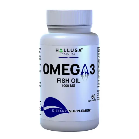 Hallusa Natural Fish Oil Supplements - Triple Strength 1000mg, 60 Softgels (60 Count, Supports a Month’s Routine), US Organic, Gluten-Free Vegan, Sugar-Free, for Adults, Supports Heart/Cholesterol/Arterial Health, Blood Pressure Control