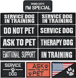 12PCS Service Dog Patches Ask to Do Not Pet Patch Vest Removable Tactical Hook and Loop Dog Harness Vest Patch Set