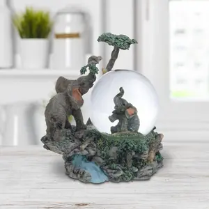 4"H Elephant Glitter Snow Globe Statue Decoration Figurine