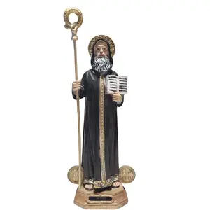 San Benito Statue 12-Inch in Resin Traditional Monastic Attire Religious Standing Ornament for Altars & Prayer Corners