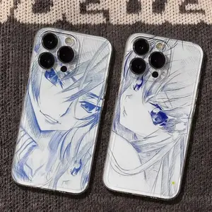 Hand Drawn Couple Anime Comic Phone Case,Stylish & Durable Christmas Gift: Fashionable Phone Case for iPhone 11-17– Perfect Blend of Protection and Trend