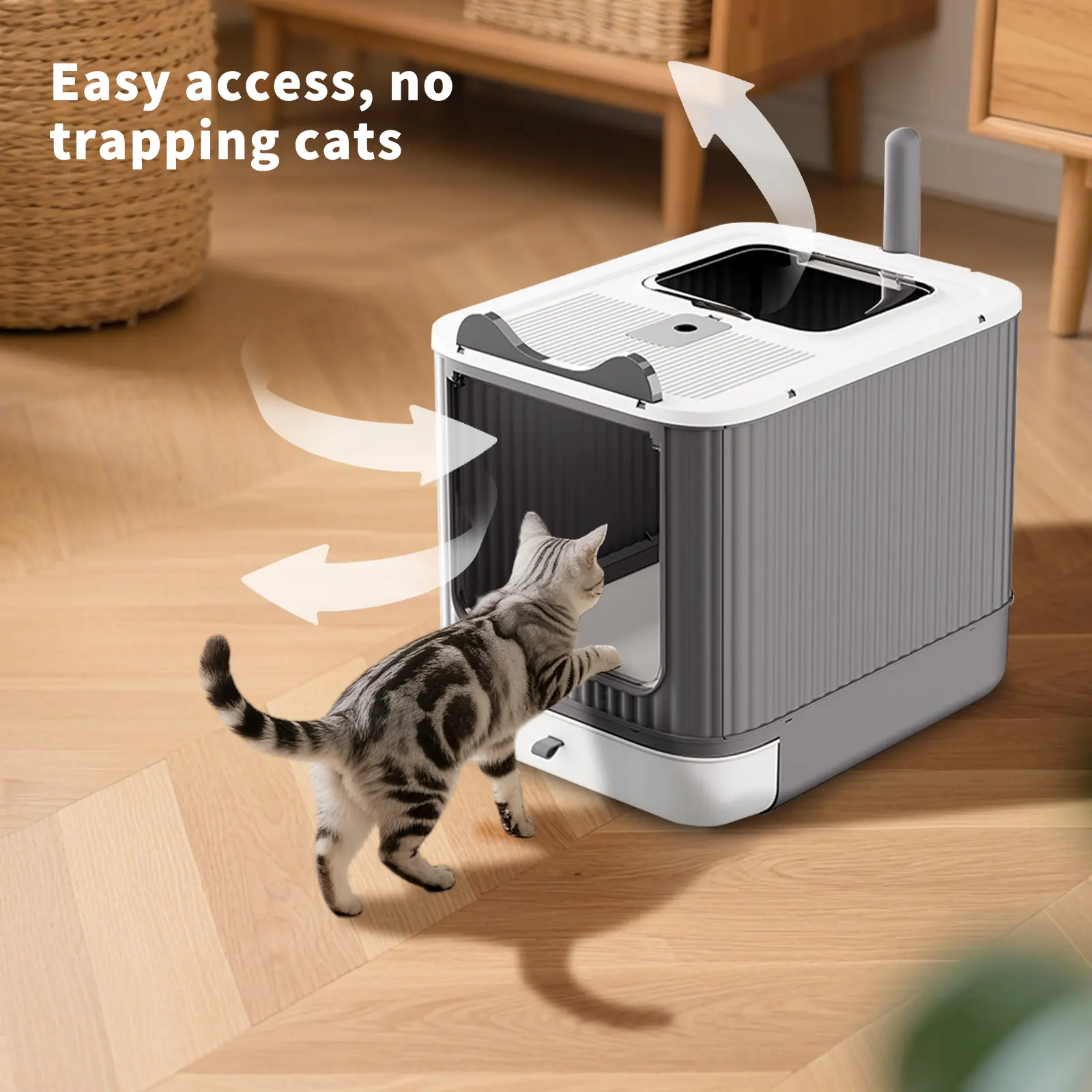Extra-Large Fully Enclosed Litter Box - Deep Bowl with Splash Guard, Spacious Design for Large Felines and Multi-Pet Households