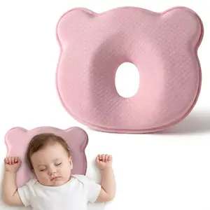 Memory Foam Baby Head Shaping Pillow - Breathable Soft Neck Support for Newborns, Flat Head Syndrome Prevention, Machine Washable, Portable Travel-Friendly Sleeping Accessory