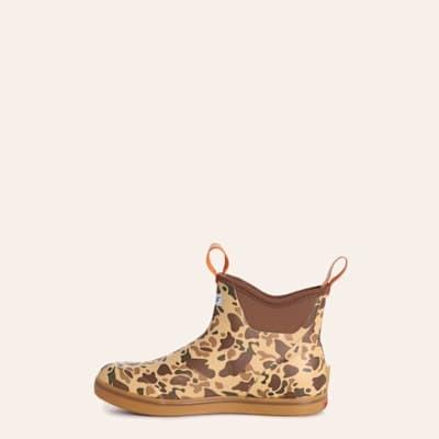 XTRATUF Men's Tan and Duck Camo Ankle Rubber Deck Boots - Durable Versatile Comfortable All-Day Wear
