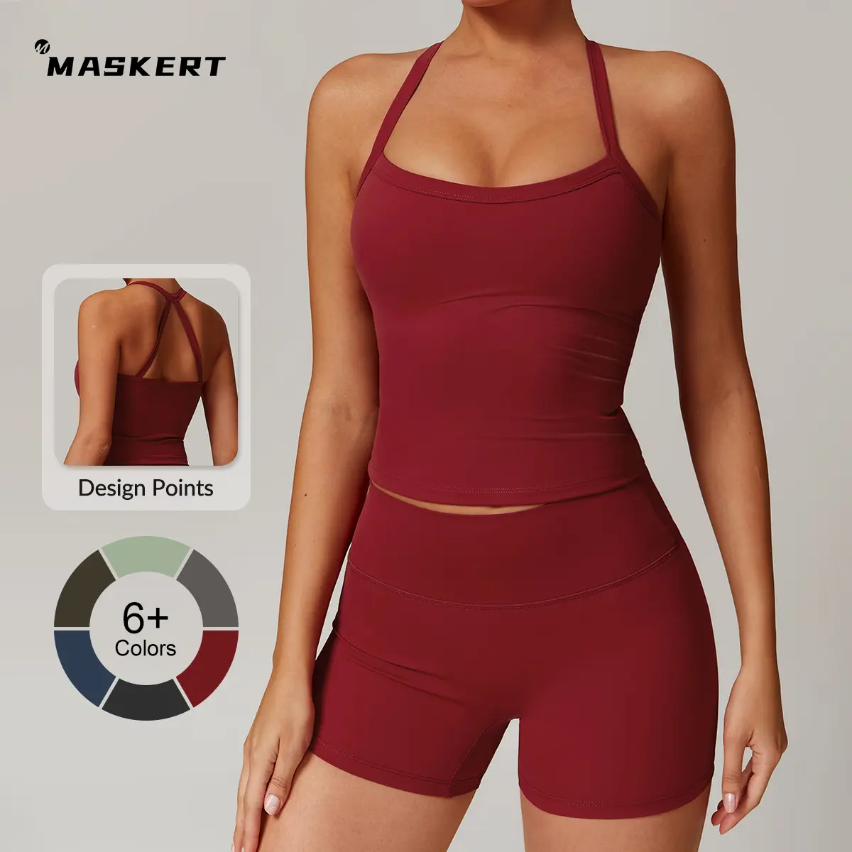 MASKERT Women's Two Piece Set Sports Tank Top & High Waist Skinny Shorts for Yoga Gym Workout summerwins Activewear Crop Cami tiktokshopbacktoschool