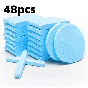 48 Pcs Exfoliating Cleansing Pads, Compressed Facial Sponge for Deep Cleaning, Turmeric Exfoliating Pads, Reusable Facial Sponges