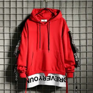 Mens Hoodie Fashion Pullover Letter Print Tracksuit Techwear Casual Coat Hip-Hop Sweatshirt Men's Hardshell Jacket