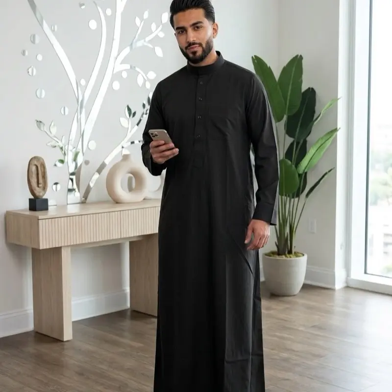 Men’s Black Thobe - Size 52,54,56,58,60 (No Return/No Exchange Due to Hygiene & Customer Safety Requirements)