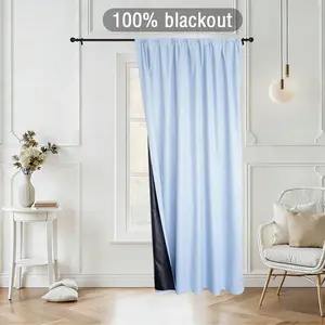 1 Piece 100% Full Light Blocking Blue Curtains, Bedroom Hotel Quiet Privacy Drapes, Noise Reduction Insulation Thick Blinds