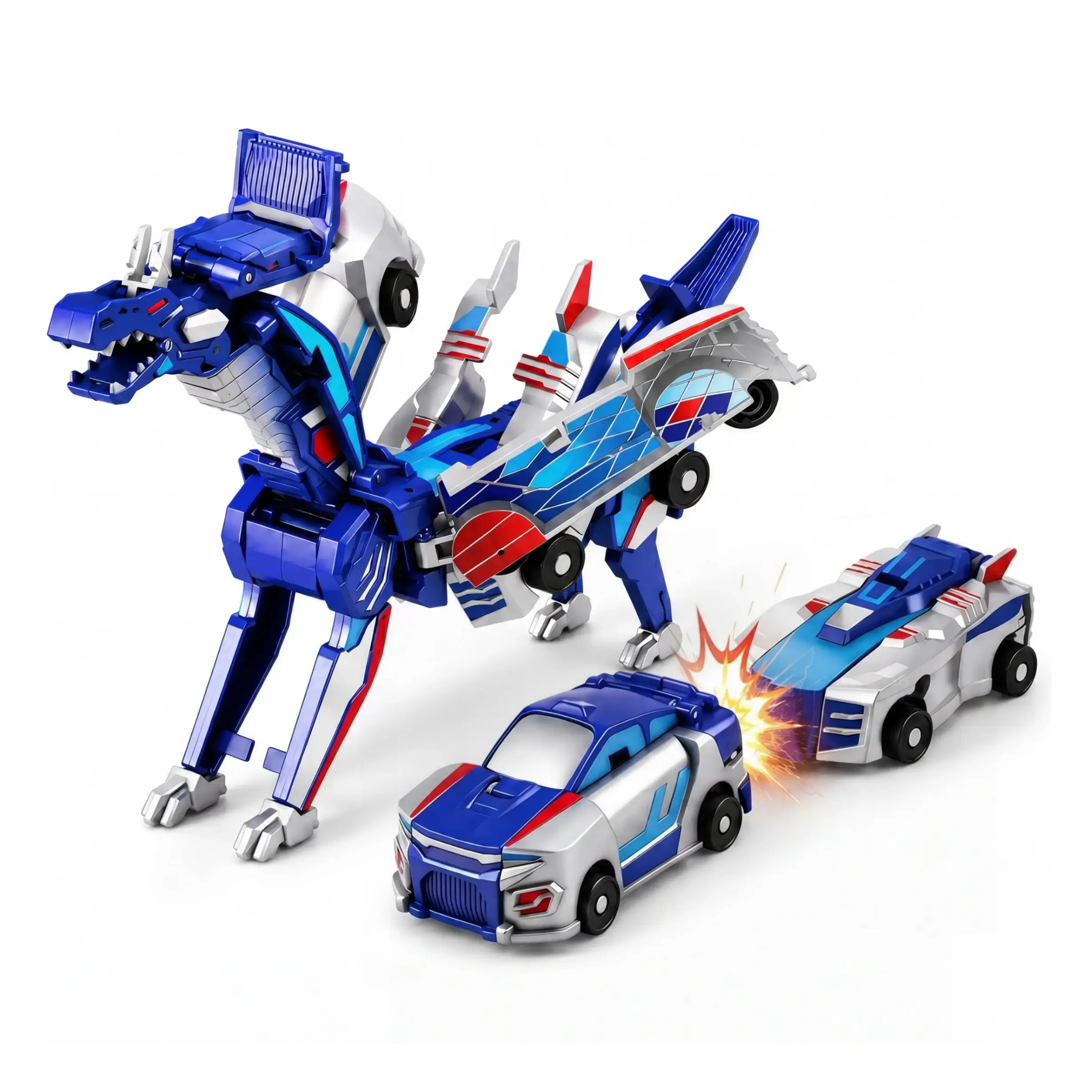 Dragon Design Magnetic Transformer Car Toy, 2-in-1 Magnetic Car Transforms into Flying Dragon, Automatic Collision Transforming Toy, Fun Robot STEM Toy Birthday Christmas Gift for Boys & Girls